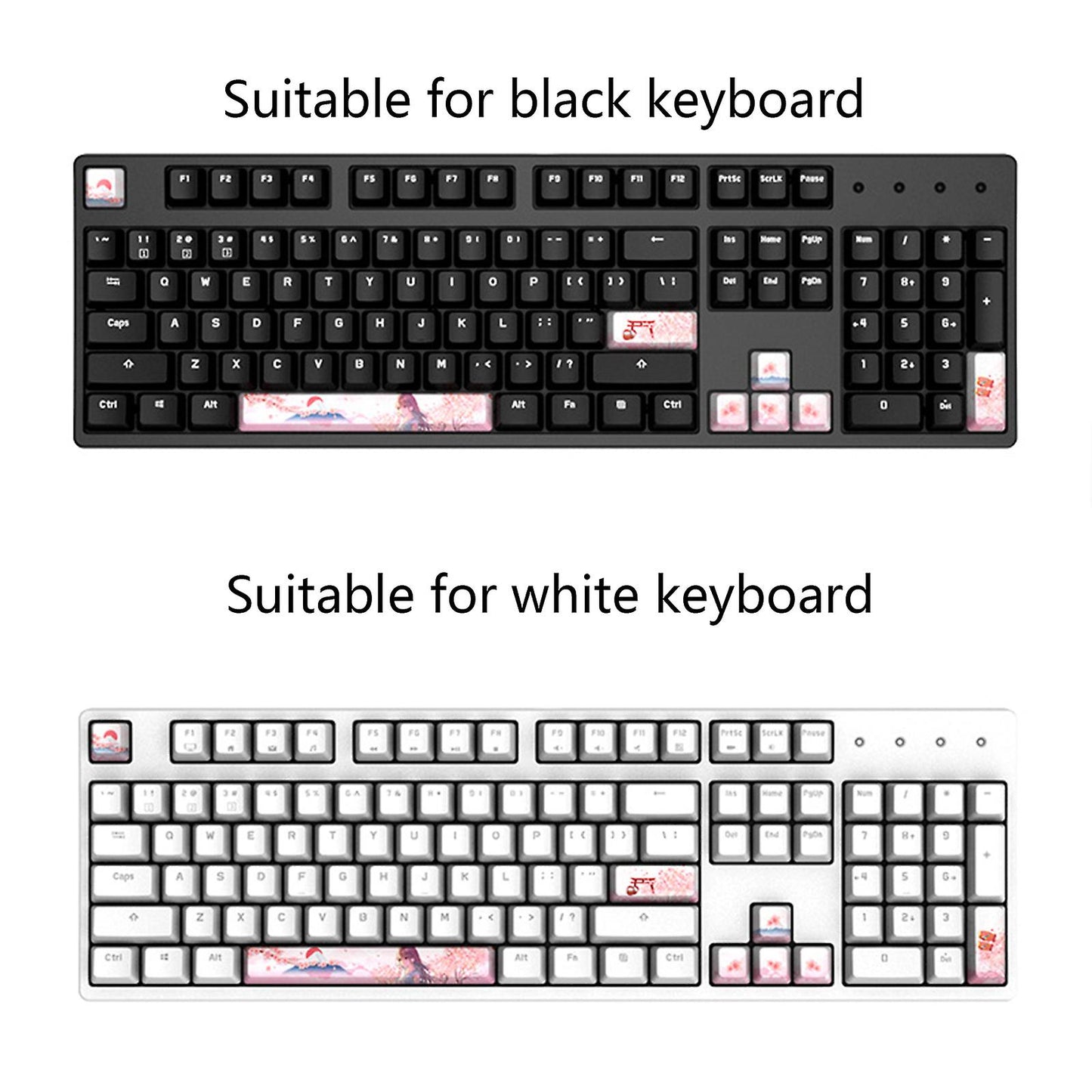 Rosa keycaps med ros- och anime-tema 8 tangenter