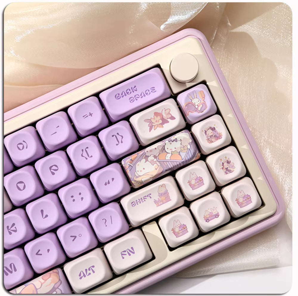 Kanin-keycaps i rosa färg: 125-tangentset med charmigt djurtema